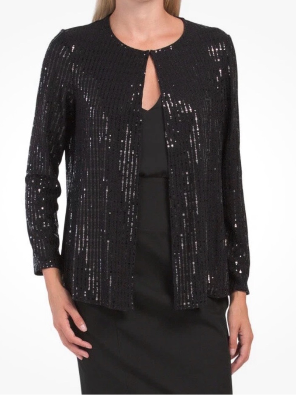 Sequined Black Anne Klein 3/4 Length Jacket